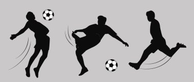 Futbolcuların vektör silueti. beyaz arkaplan.
