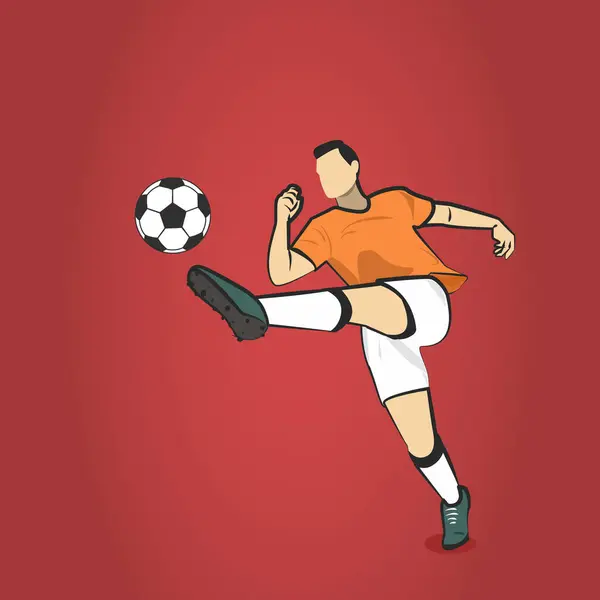 Vektör çizimi. Futbolcu topa vuruyor