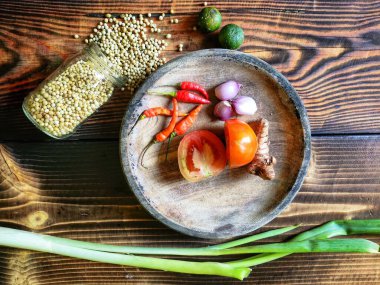  Sambal için kesim tahtası, Chili, Domates ve diğerleri için gerekenler