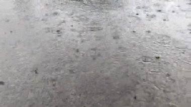 Beton zemine yağmur damlaları. Soyut yağmur damlası dokusu arkaplanı