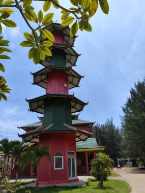 Balikpapan-east Kalimantan November 03,2024 Cheng Ho Mosque at Balikpapan is a mosque and minaret with Chinese Muslim nuances located in front of gate lamaru beach balikpapan clipart