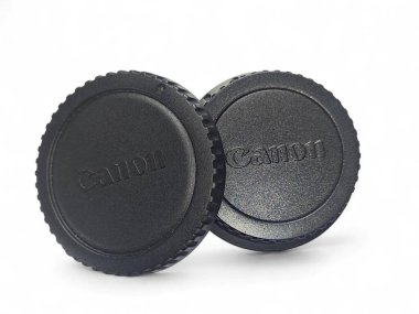Beyaz arka planda Balikpapan-Endonezya Aralık 11, 2024 canon dslr gövde kapağı, izole beyaz arka plan, kapakta Canon marka logo
