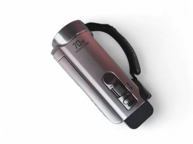 Balikpapan-Endonezya Aralık 11: 2024 Sony Handycam Hybrid DCR - SX22, beyaz arkaplan üzerinde izole.