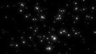 Işıl ışıl parçacıkların ve bokeh ışıklarının yüzen parçacıklara karşı CGI animasyonu Kara Arkaplan 'da Bokeh Işıkları