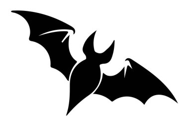 Beyaz arkaplanda bir yarasa silueti vektör çizimi