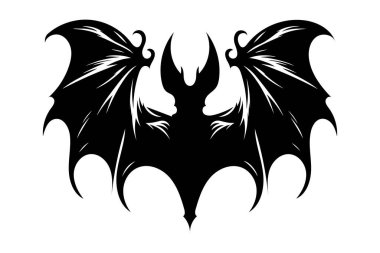 Beyaz arkaplanda bir yarasa silueti vektör çizimi