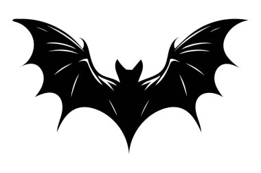 Beyaz arkaplanda bir yarasa silueti vektör çizimi