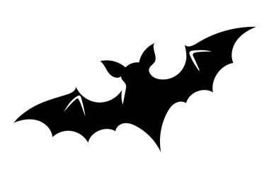 Beyaz arkaplanda bir yarasa silueti vektör çizimi