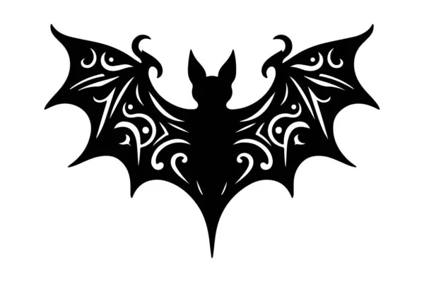 Beyaz arkaplanda bir yarasa silueti vektör çizimi