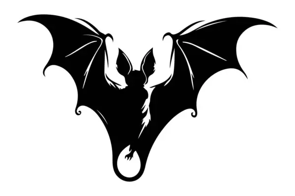 Beyaz arkaplanda bir yarasa silueti vektör çizimi