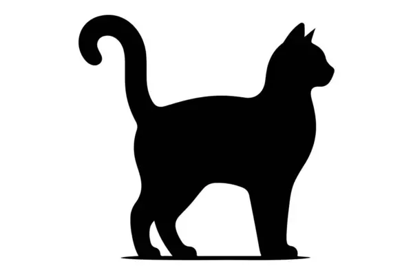 Bir kedi silueti vektör biçimi beyaz arkaplan 10