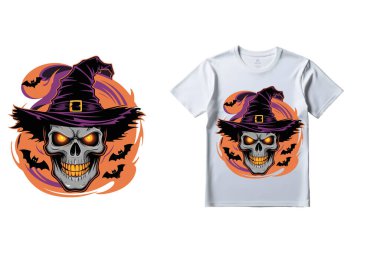 Kafatası 10 'lu Cadılar Bayramı tişört tasarımı