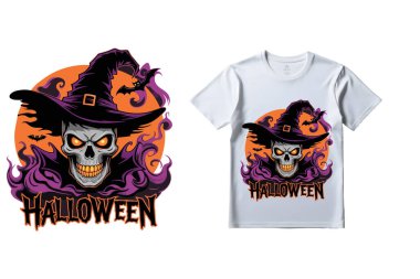 Kafatası 10 'lu Cadılar Bayramı tişört tasarımı