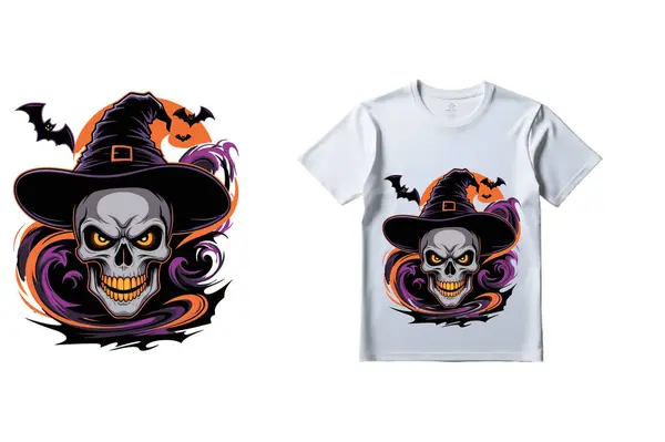 Kafatası 10 'lu Cadılar Bayramı tişört tasarımı