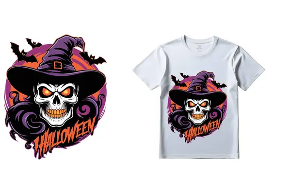 Kafatası 10 'lu Cadılar Bayramı tişört tasarımı