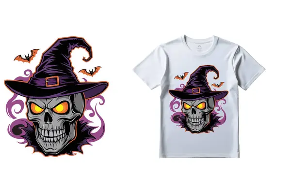 Kafatası 10 'lu Cadılar Bayramı tişört tasarımı