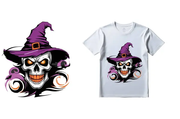 Kafatası 10 'lu Cadılar Bayramı tişört tasarımı