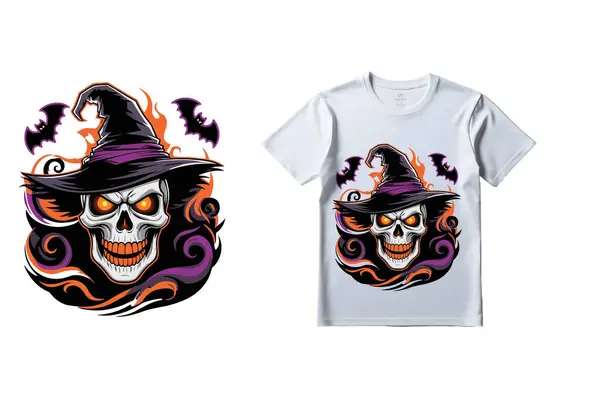 Kafatası 10 'lu Cadılar Bayramı tişört tasarımı