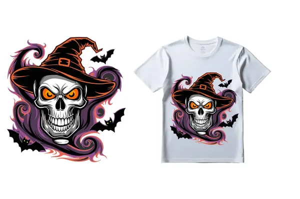 Kafatası 10 'lu Cadılar Bayramı tişört tasarımı