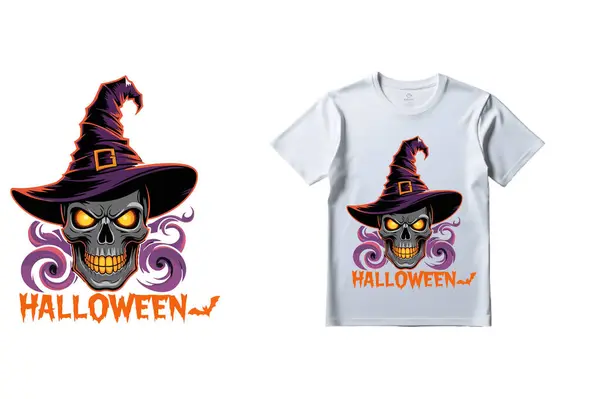 Kafatası 10 'lu Cadılar Bayramı tişört tasarımı