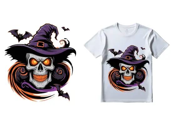 Kafatası 10 'lu Cadılar Bayramı tişört tasarımı