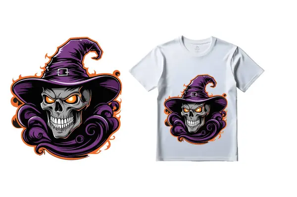 Kafatası 10 'lu Cadılar Bayramı tişört tasarımı