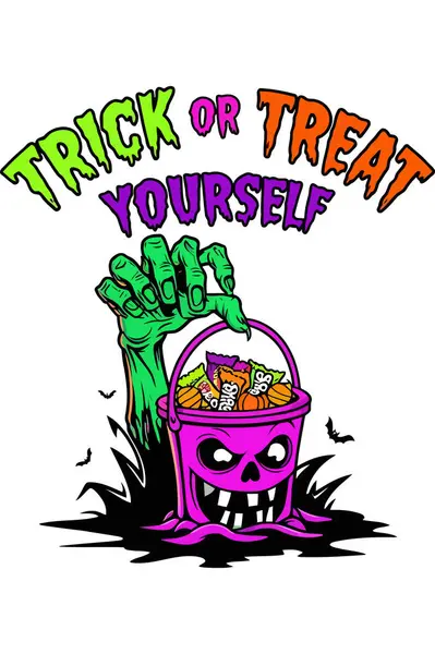 Zombi elli komik Cadılar Bayramı tişörtü tasarımı ve 