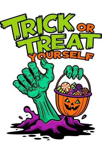 Zombi elli komik Cadılar Bayramı tişörtü tasarımı ve 