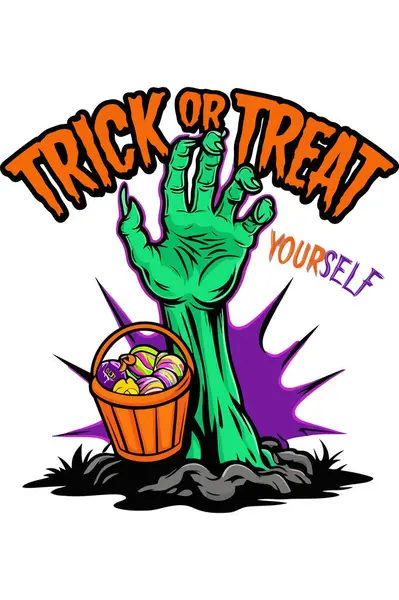 Zombi elli komik Cadılar Bayramı tişörtü tasarımı ve 