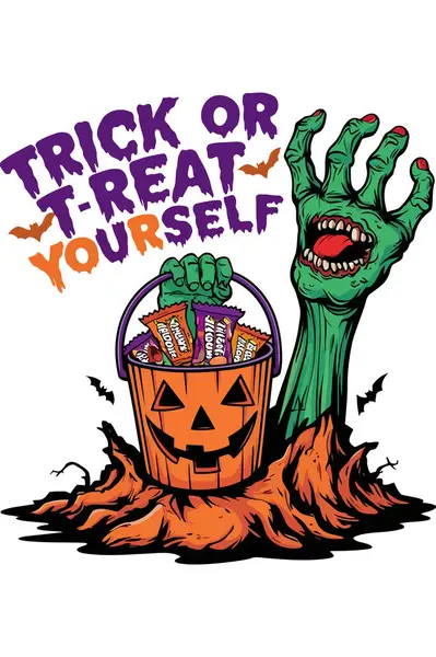 Zombi elli komik Cadılar Bayramı tişörtü tasarımı ve 