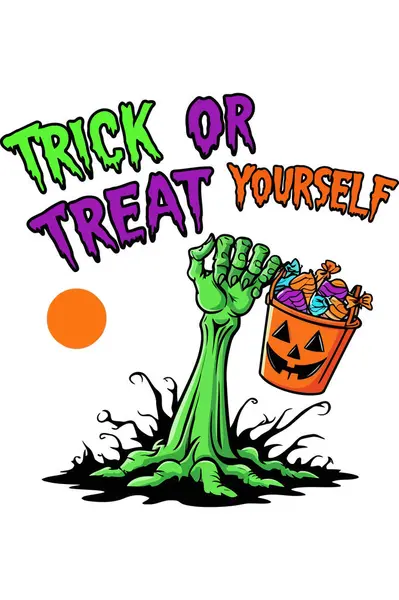 Zombi elli komik Cadılar Bayramı tişörtü tasarımı ve 