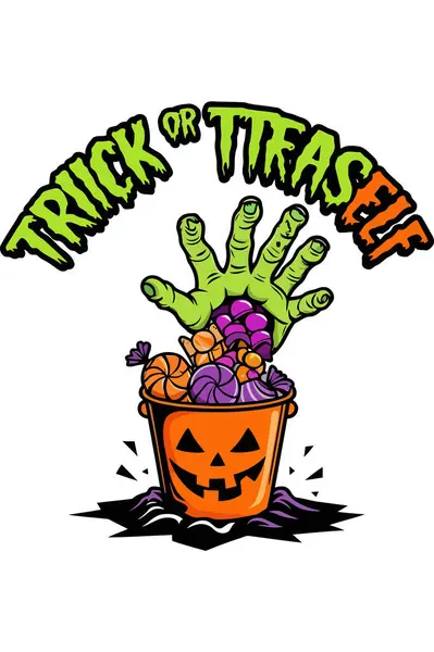 Zombi elli komik Cadılar Bayramı tişörtü tasarımı ve 