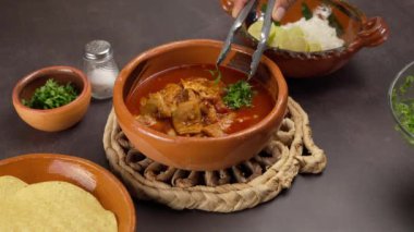 Köstebek Panza, doğranmış kişniş, Meksika gastronomisi ekliyorum.