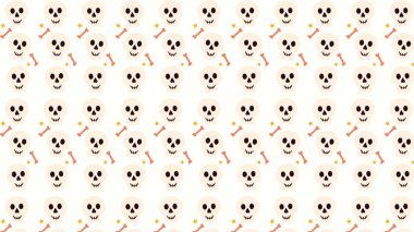 Kafatası Cadılar Bayramı Deseni Masaüstü Duvar Kağıdı ekranınıza tüyler ürpertici bir cazibe getiriyor. Karmaşık bir şekilde tasarlanmış kafatasları klasik cadılar bayramı öğeleriyle karıştırılmış. Kemikler gibi.,