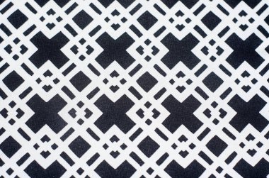 Kalın geometrik desenli, moda, dekor veya el sanatları için mükemmel siyah beyaz kumaş..