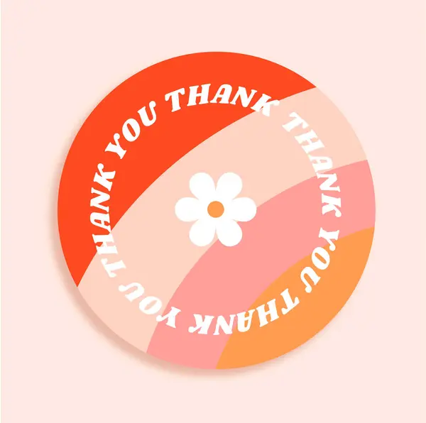 stock vector Vector thank you sticker template business packaging packaging sticker retro 70s