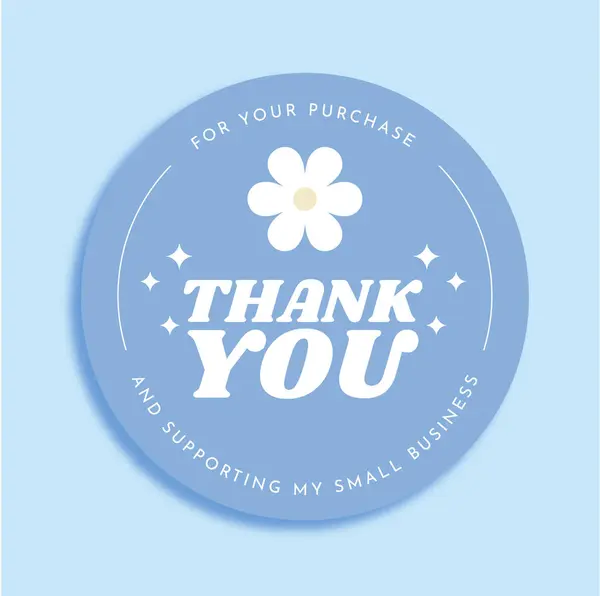 stock vector Vector thank you sticker template business packaging packaging sticker retro 70s