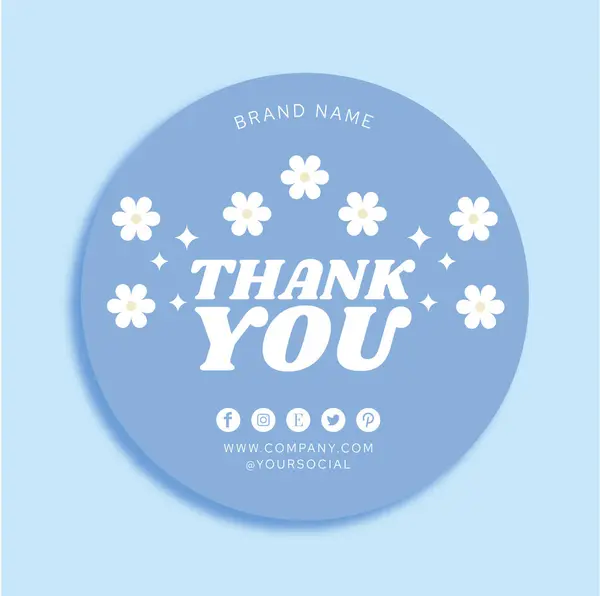 stock vector Vector thank you sticker template business packaging packaging sticker retro 70s