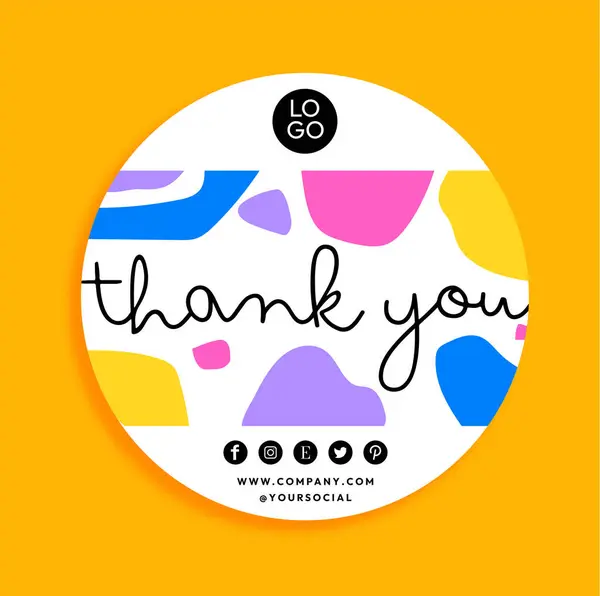 stock vector Vector thank you sticker template business packaging for children with doodles