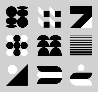 Modern Bauhaus y2k geometrik şekilleri