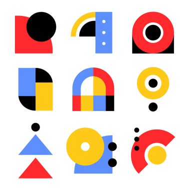 Modern Bauhaus y2k geometrik şekilleri