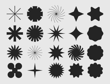 Geometrik Şekil Koleksiyonu Soyut Yıldız patlaması ve Çiçek Biçimleri