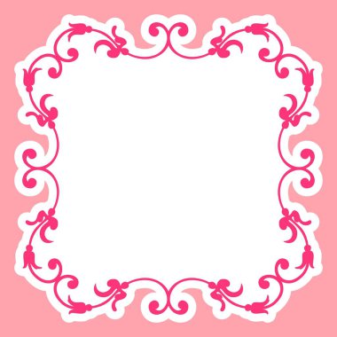 Beyaz üzerine pembe tonlarda Damask desen çerçeve