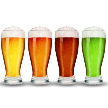 Suluboya el gerçekçi bira bardakları çizdi