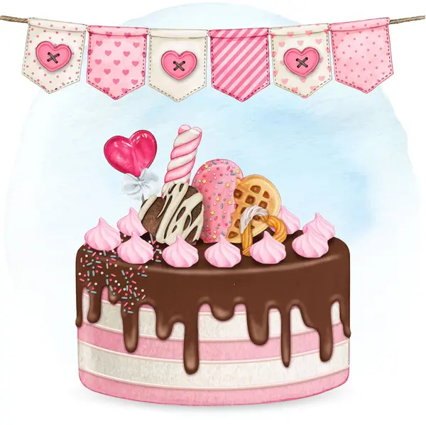 Suluboya renkli doğum günü pastası