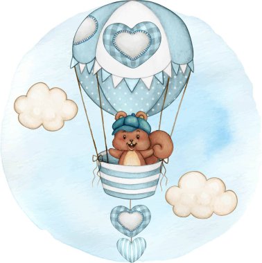 Sıcak hava balonundaki yavru sincap duşu.