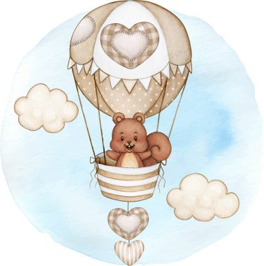 Sıcak hava balonundaki yavru sincap duşu.