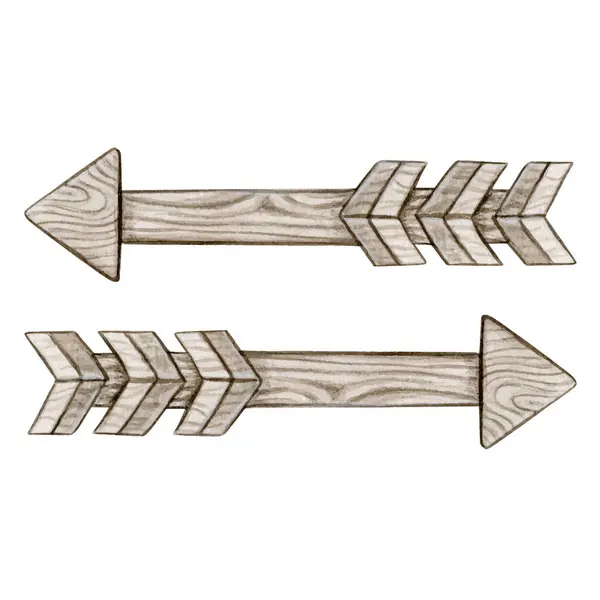 suluboya ahşap oklar elle çizilmiş