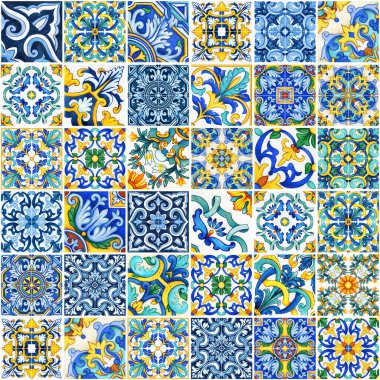 Suluboya geleneksel Maiolica pürüzsüz desen