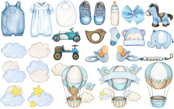 Suluboya el çizimi bebek elementleri paketi